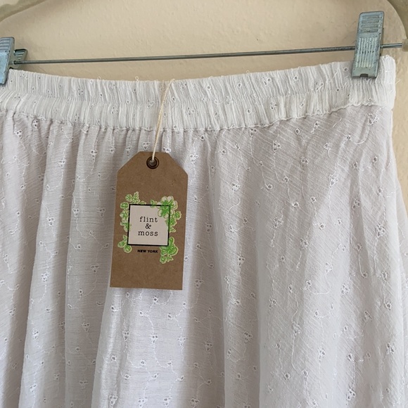 NWT Flint & Moss White Cotton Eyelet Midi Skirt - Picture 7 of 8